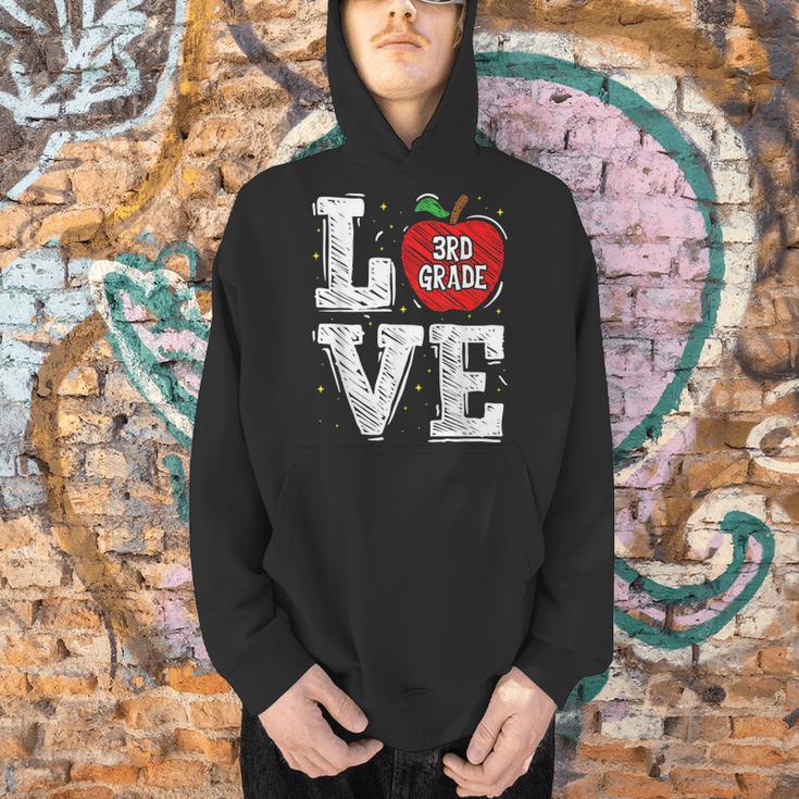 LOVE Apple 3rd Grade Teacher Student School Men Hoodie, gift for family, gift for coworker LOVE Apple 3rd Grade Teacher Student School Men Hoodie, gift for family, gift for coworker