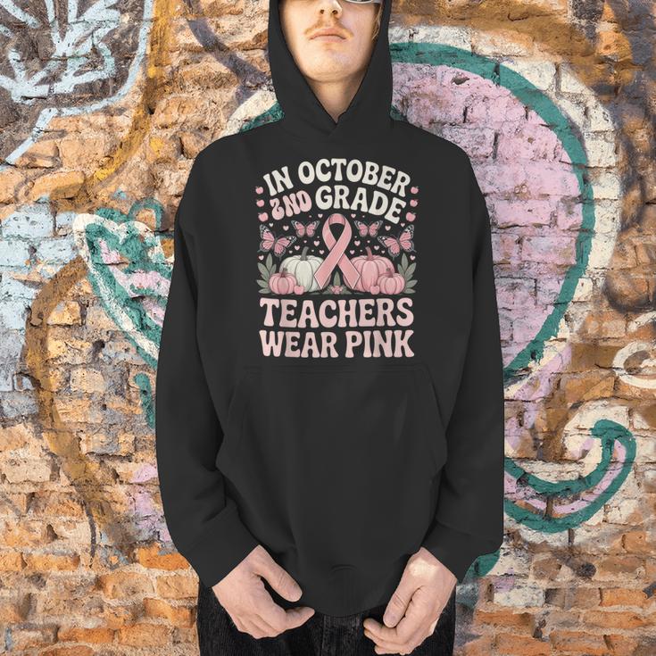 In October 2nd Grade Teachers Wear Pink Ribbon Breast Cancer Men Hoodie, gift for family, gift for coworker