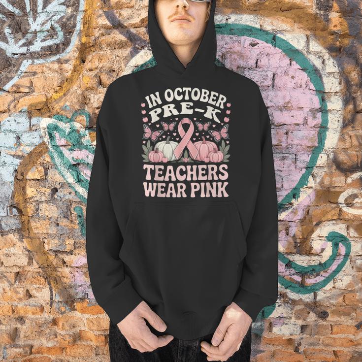 In October Pre-K Teachers Wear Pink Ribbon Breast Cancer Men Hoodie, gift for family, gift for coworker