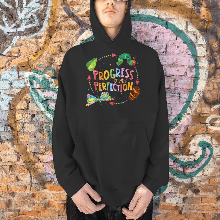 Progress Over Perfection Caterpillar Teacher Back To School Men Hoodie, gift for family, gift for coworker Progress Over Perfection Caterpillar Teacher Back To School Men Hoodie, gift for family, gift for coworker