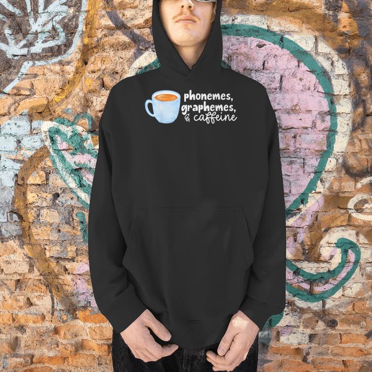 Reading Interventionist Specialist Teacher Phonemes Graphemes And Caffeine Reading Intervention -Adults Classic Fit Short Sleeve Men Hoodie, gift for family, gift for coworker