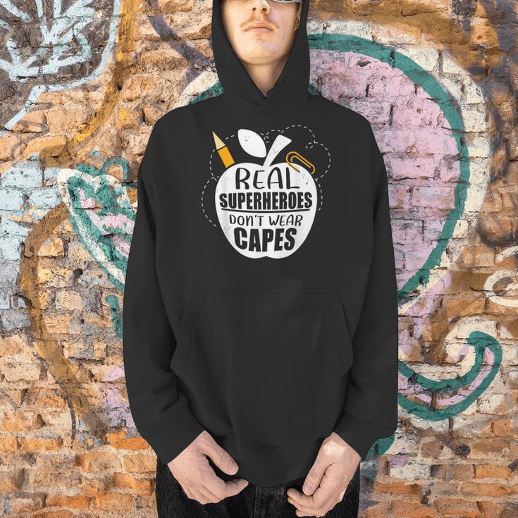 Real Superheroes Wear No Capes Teacher Design Teach Men Hoodie, gift for family, gift for coworker Real Superheroes Wear No Capes Teacher Design Teach Men Hoodie, gift for family, gift for coworker
