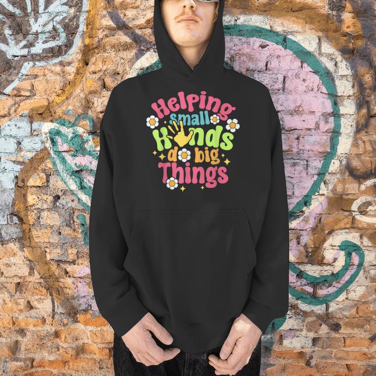 Retro Helping Small Hands Do Big Things Teacher Appreciation For Men Women Men Hoodie, gift for family, gift for coworker