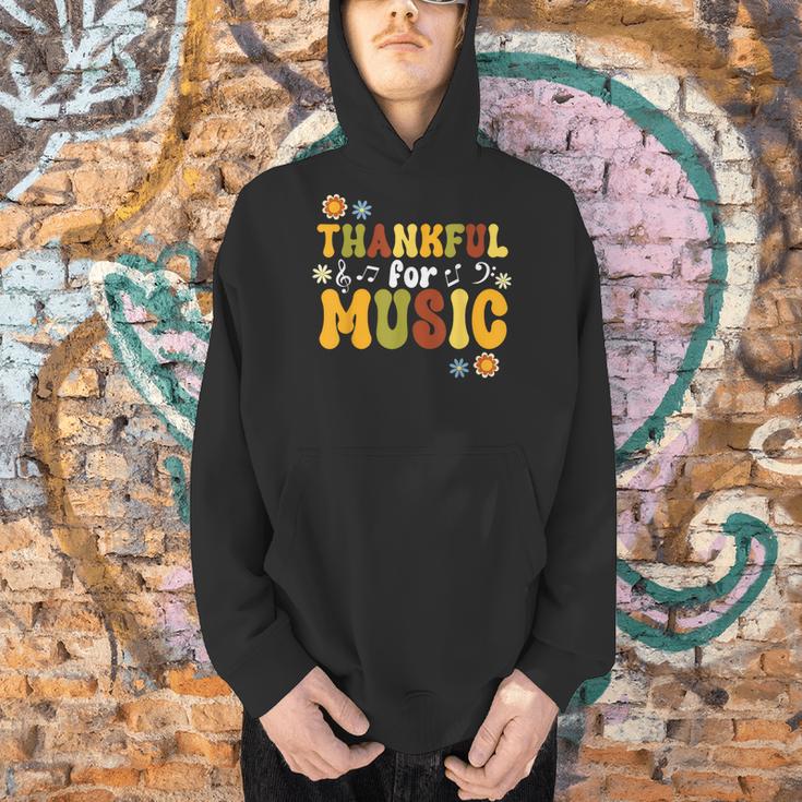 Retro Thankful For Music Floral Music Teacher Thanksgiving Men Women Men Hoodie, gift for family, gift for coworker