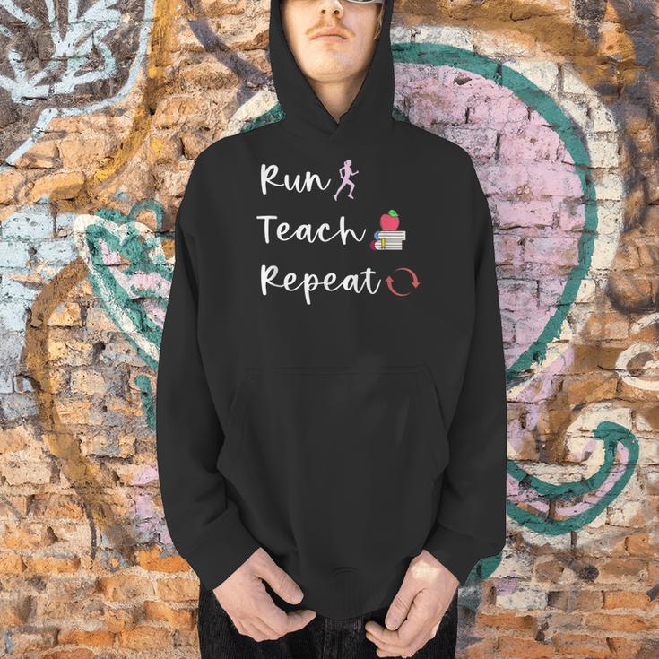 Run Teach Repeat Teacher Running Saying Slogan Runner Men Hoodie, gift for family, gift for coworker Run Teach Repeat Teacher Running Saying Slogan Runner Men Hoodie, gift for family, gift for coworker