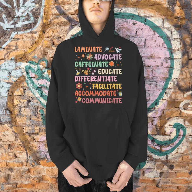 SPED Caffeinate Advocate Laminate Educate Teacher Facilitate For Men Women Men Hoodie, gift for family, gift for coworker
