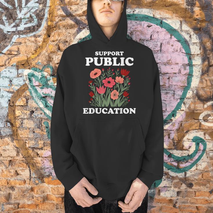 Support Public Education Cute Floral Teacher Red For Ed Men Hoodie, gift for family, gift for coworker