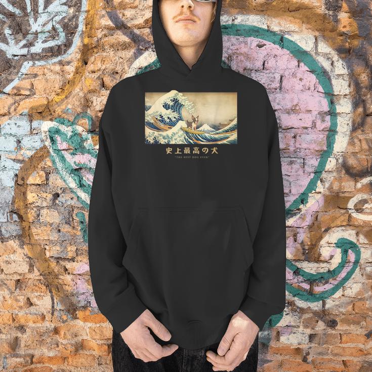 Surfing Boston Terrier Kanagawa Wave Japanese Dog For Men Women Kids Men Hoodie, gift for family, gift for coworker