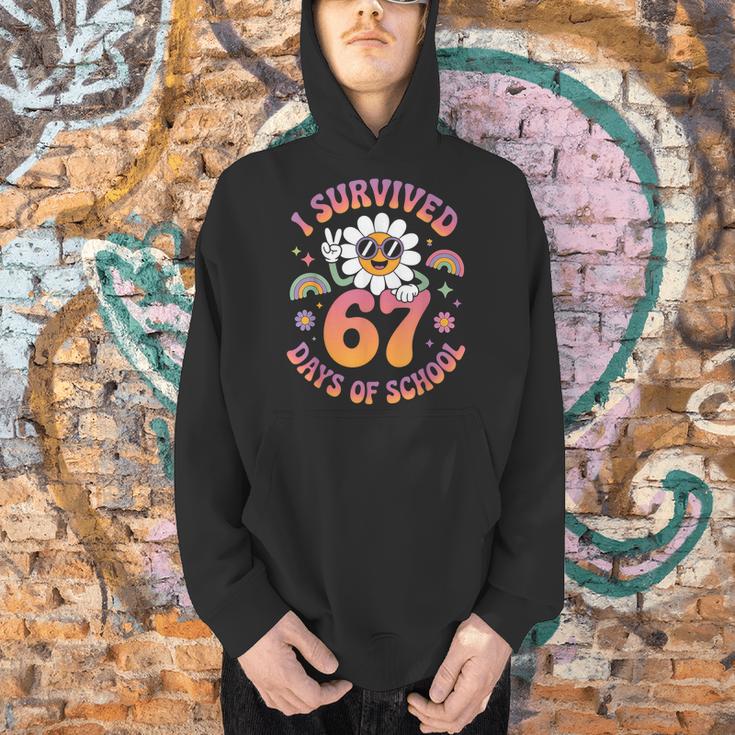 I Survived 67 Days Of School Groovy Retro Teachers Girls Men Hoodie, gift for family, gift for coworker I Survived 67 Days Of School Groovy Retro Teachers Girls Men Hoodie, gift for family, gift for coworker