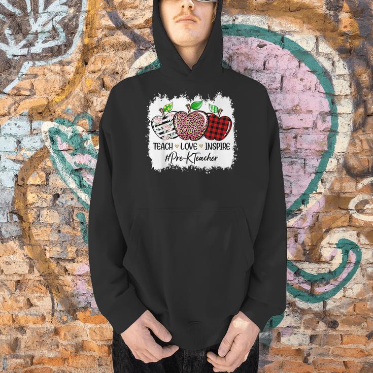 Teach Love Inspire Pre-k Teacher Apple Leopard Red Plain Men Hoodie, gift for family, gift for coworker