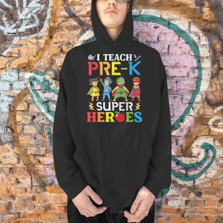 I Teach Pre-K Superheroes Students Teacher Back To School Men Hoodie, gift for family, gift for coworker
