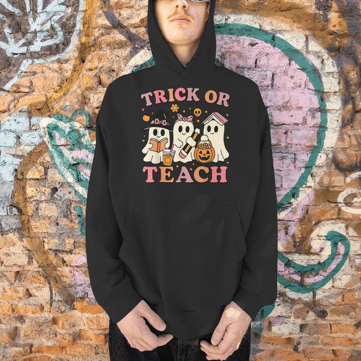 Teacher Halloween Trick Or Teach Cute Ghost Coffee Pumpkins Men Hoodie, gift for family, gift for coworker