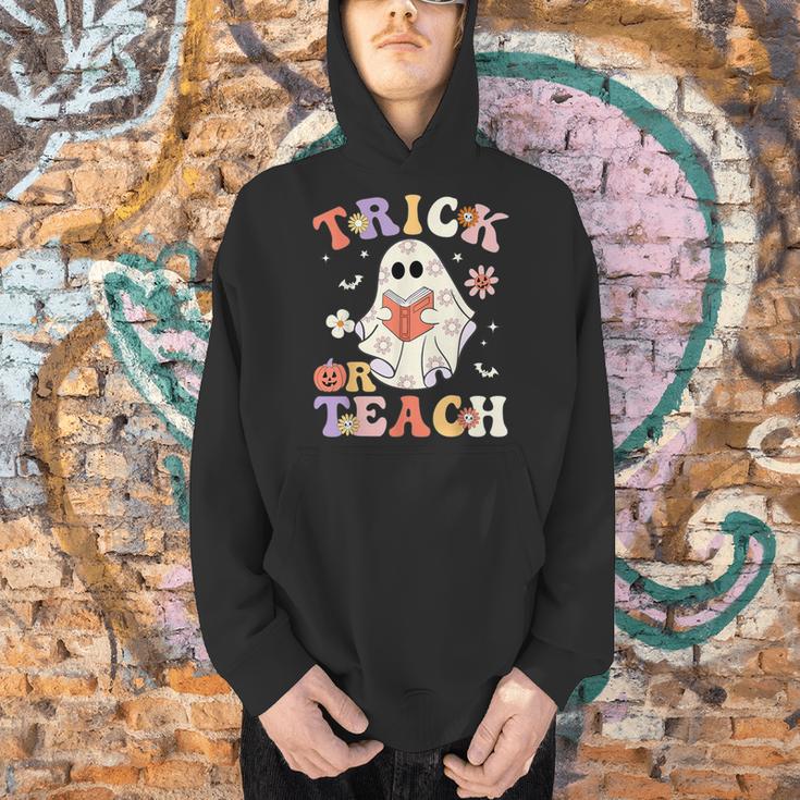 Teacher Halloween Trick Or Teach Floral Ghost Men Hoodie, gift for family, gift for coworker