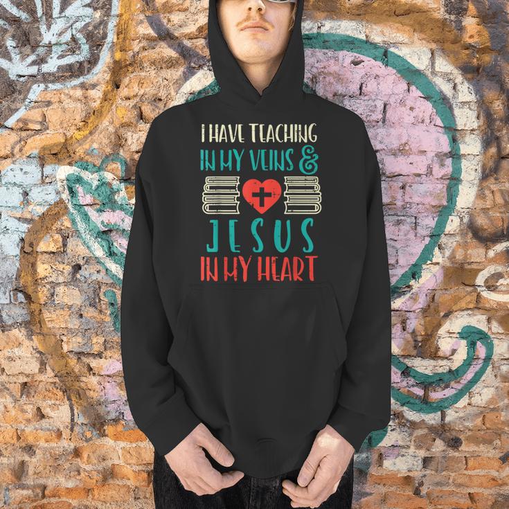 Teaching In My Veins Jesus In My Heart God Christian Teacher Men Hoodie, gift for family, gift for coworker Teaching In My Veins Jesus In My Heart God Christian Teacher Men Hoodie, gift for family, gift for coworker