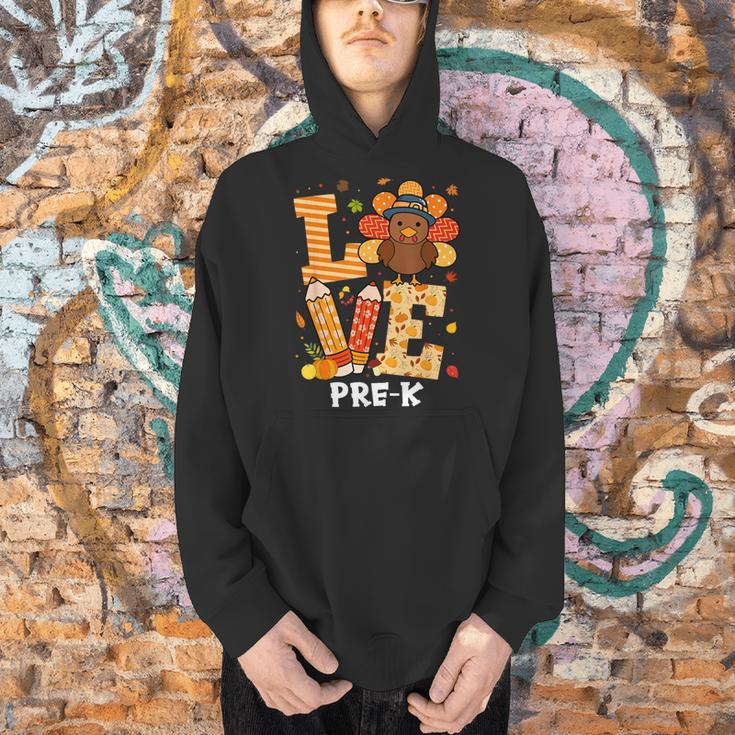 Thanksgiving Love Pre-K Teacher Turkey Autumn Fall For Men Women Girls Kids Men Hoodie, gift for family, gift for coworker