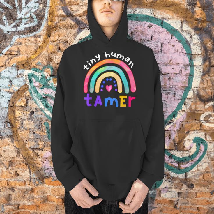 Tiny Human Tamer Watercolor Rainbow Daycare Teacher Men Hoodie, gift for family, gift for coworker Tiny Human Tamer Watercolor Rainbow Daycare Teacher Men Hoodie, gift for family, gift for coworker