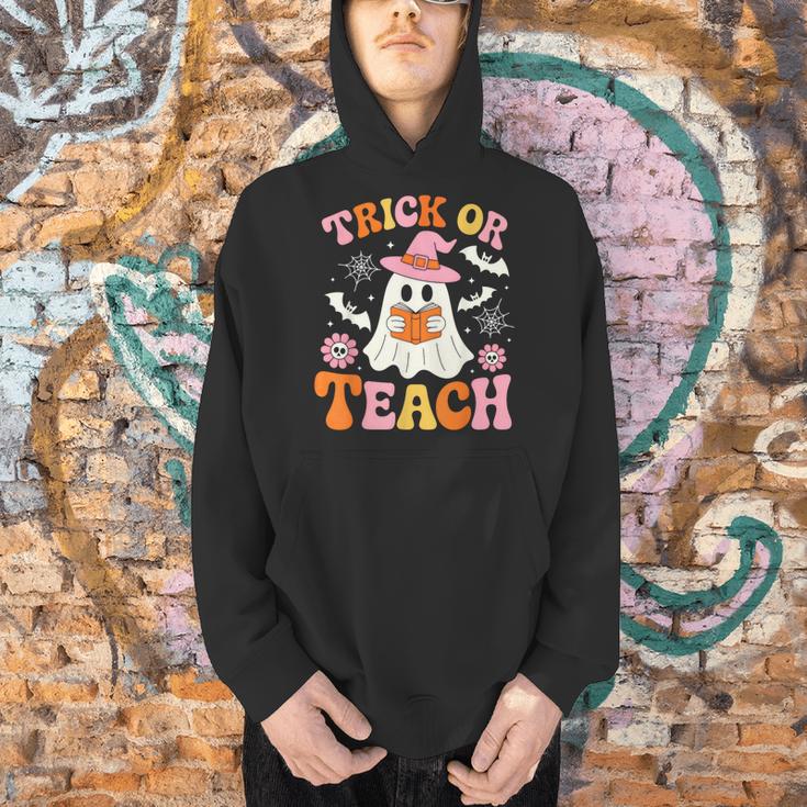 Trick Or Teach Cute Floral Ghost Teacher Halloween Costume Men Hoodie, gift for family, gift for coworker