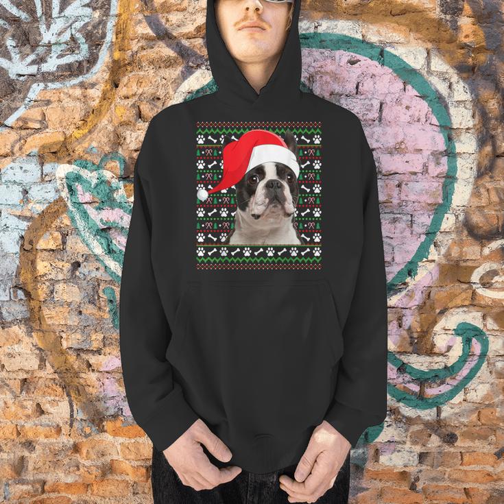 Ugly Xmas Sweater Santa Boston Terrier Dog Christmas For Men Women Kids Men Hoodie, Boston Terrier Christmas Hoodies, gift for family, gift for coworker