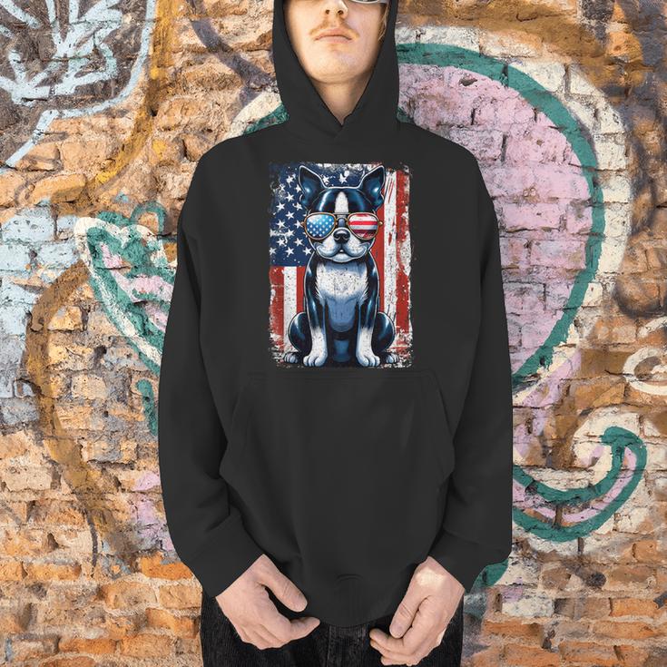 Vintage Boston Terrier Dog American USA US Flag Pets Lovers Men Hoodie, American Boston Terrier Hoodies, gift for family, gift for coworker