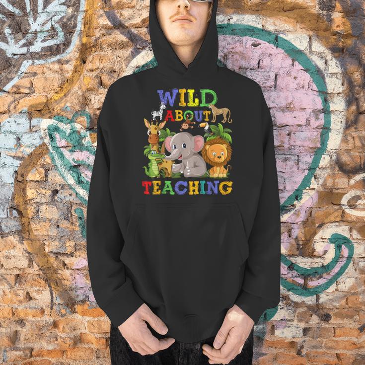 Wild About Teaching Safari Jungle School Teacher Men Hoodie, gift for family, gift for coworker