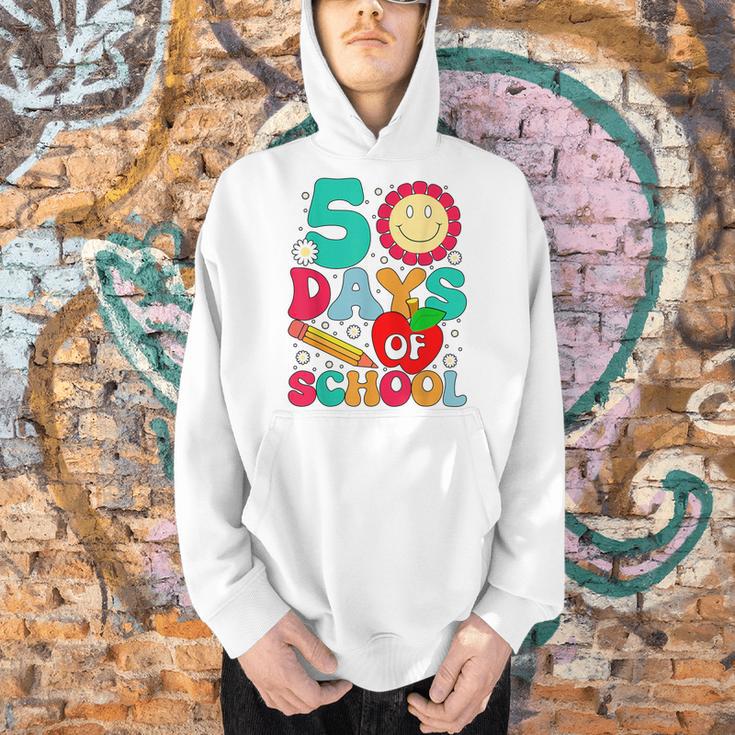 50 Days Of School Teacher Happy 50th Day Of School Kids Men Hoodie, gift for family, gift for coworker