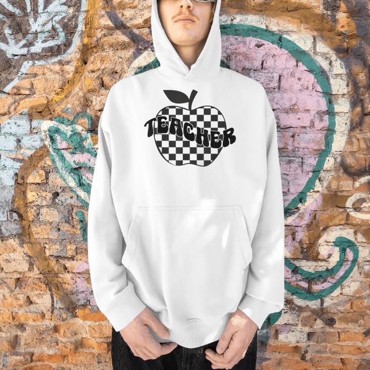 Back To School Checkered Apple Teacher Checkerboard Teacher For Men Women Girls Kids Men Hoodie, gift for family, gift for coworker