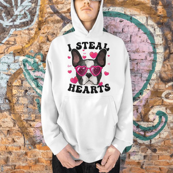 Boston Terrier Heart Glasses Girls Bostie Valentines Day Men Hoodie, gift for family, gift for coworker