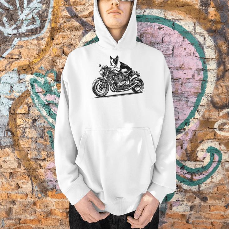 Cool Boston Terrier Riding a Motorcycle Biker Dog Lover For Men Women Kids Men Hoodie, Boston Terrier Riding Hoodies, gift for family, gift for coworker