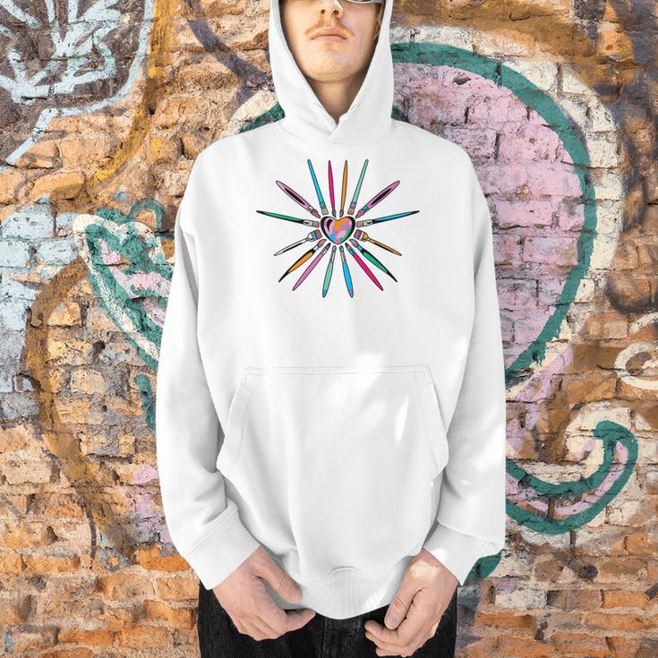 Cool Brush Heart Shape Art Teacher Paint For Artist Painter Men Hoodie, gift for family, gift for coworker Cool Brush Heart Shape Art Teacher Paint For Artist Painter Men Hoodie, gift for family, gift for coworker