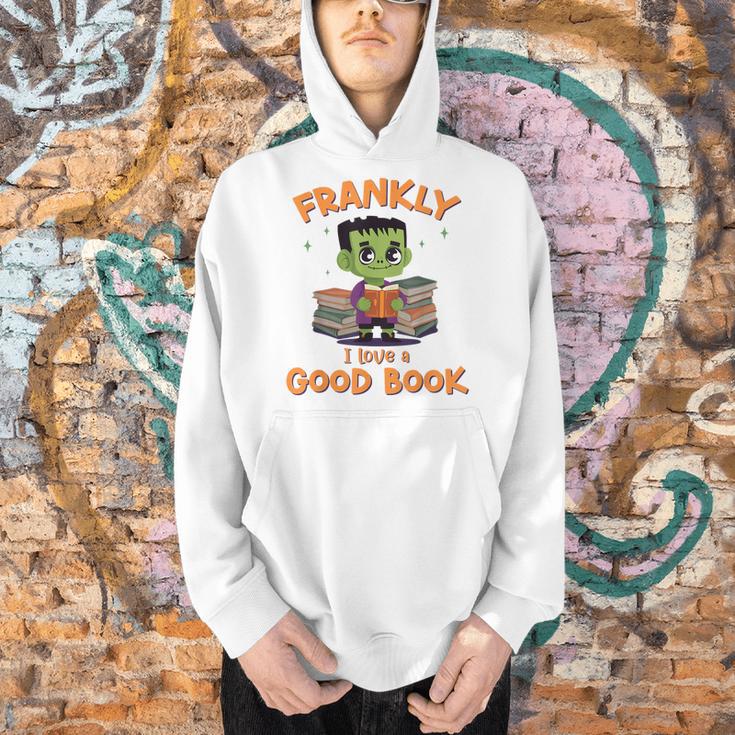 Cute Halloween Teacher Librarian Frankenstein Reading Books Men Hoodie, gift for family, gift for coworker