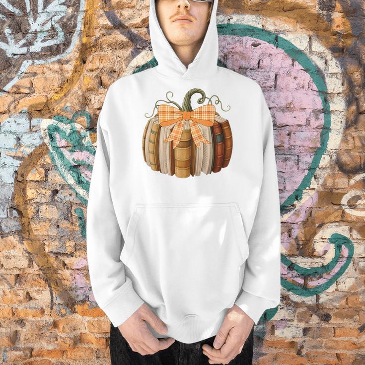 Fall Book Pumpkin Halloween Teacher Librarian Thanksgiving Men Hoodie, gift for family, gift for coworker