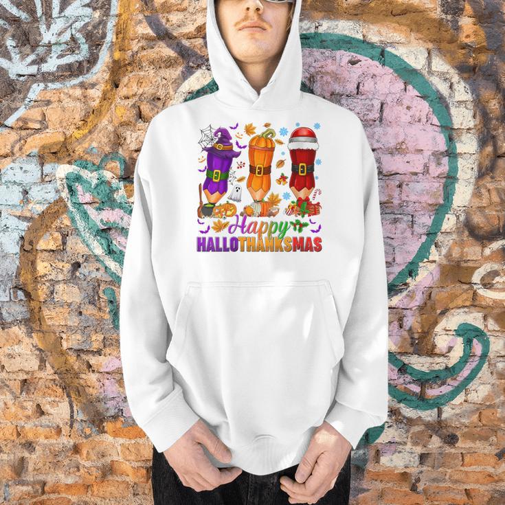 Happy Hallothanksmas Halloween Thanksgiving Pencils Teachers Men Hoodie, gift for family, gift for coworker Happy Hallothanksmas Halloween Thanksgiving Pencils Teachers Men Hoodie, gift for family, gift for coworker