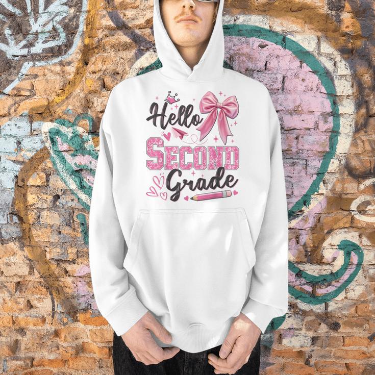 Hello Second Grade First Day Of School Coquette Teacher Girl Men Hoodie, First Grade Teacher Hoodies, gift for family, gift for coworker Hello Second Grade First Day Of School Coquette Teacher Girl Men Hoodie, First Grade Teacher Hoodies, gift for family, gift for coworker