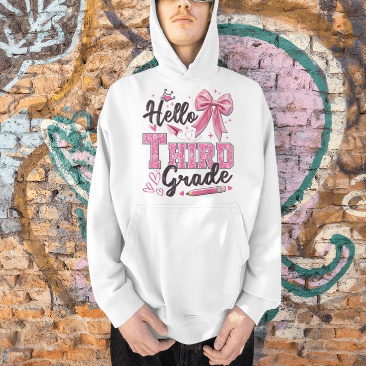 Hello Third Grade First Day Of School Coquette Teacher Girl Men Hoodie, First Grade Teacher Hoodies, gift for family, gift for coworker Hello Third Grade First Day Of School Coquette Teacher Girl Men Hoodie, First Grade Teacher Hoodies, gift for family, gift for coworker