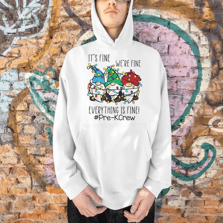 It's Fine We'Re Fine Gnome Pre-K Teacher Christmas Light For Men Women Men Hoodie, gift for family, gift for coworker