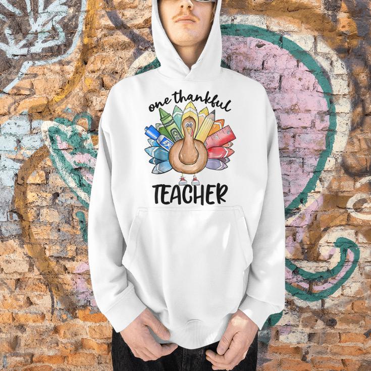 One Thankful Teacher Turkey Pencil Thanksgiving Teachers Men Hoodie, gift for family, gift for coworker