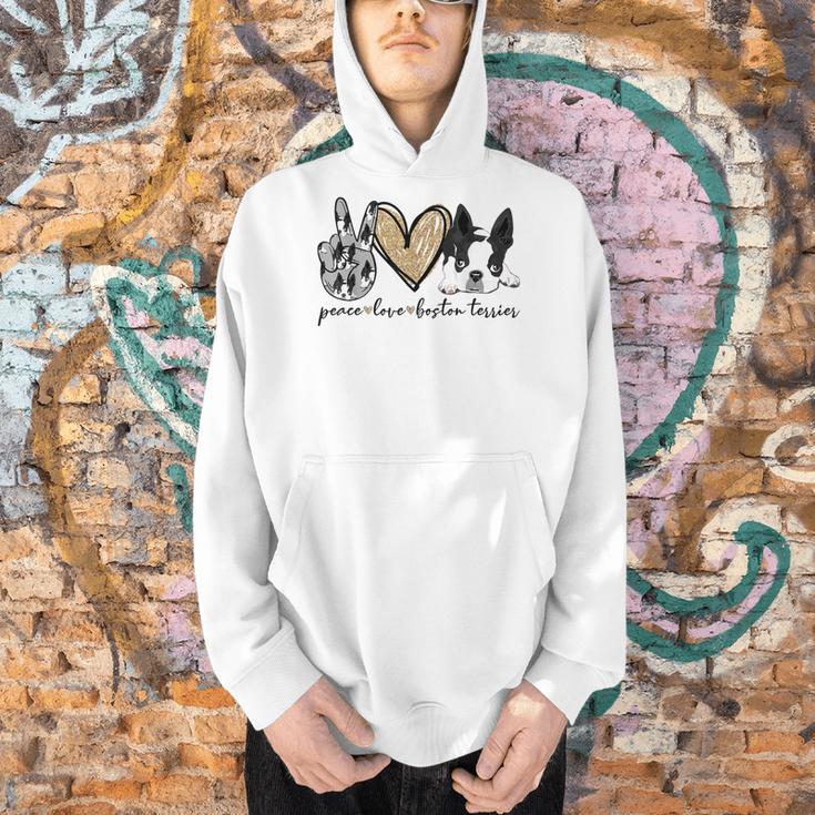 Peace Love Boston Terrier Boston Terrier Lover Dog Mom Men Hoodie, Boston Terrier Mom Hoodies, gift for family, gift for coworker