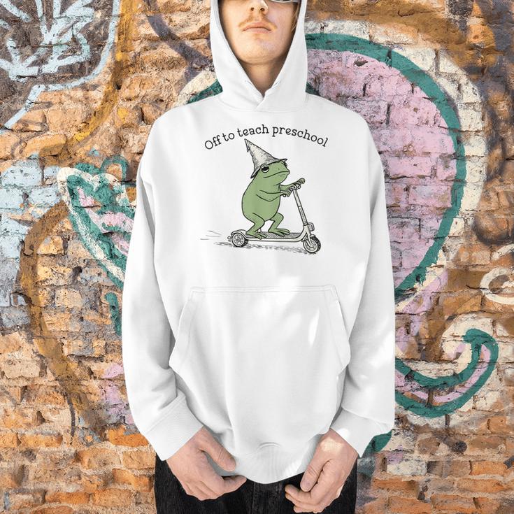Pre K Grade Teacher Frog Back To School Preschool Men Hoodie, gift for family, gift for coworker