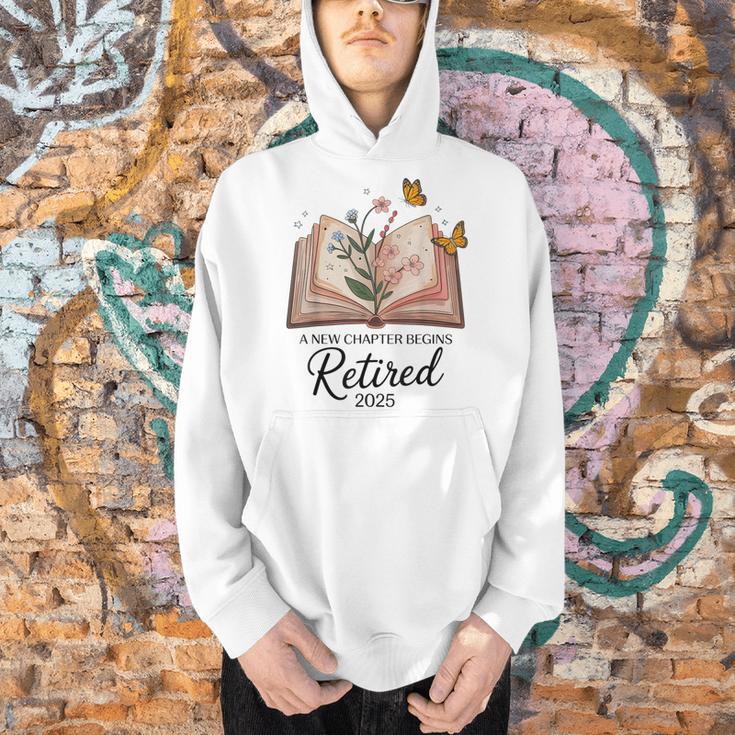 Retired 2025 A New Chapter Begins Retirement Teacher Book Men Hoodie, gift for family, gift for coworker