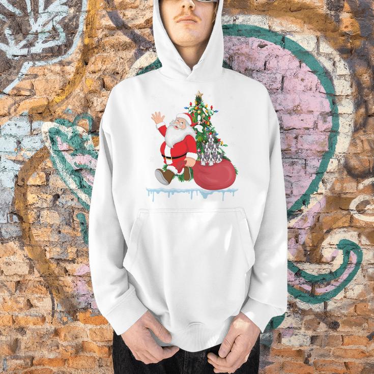 Santa Ugly Christmas Tree Lights Boston Terrier Dog Lover Men Hoodie, Boston Terrier Christmas Hoodies, gift for family, gift for coworker