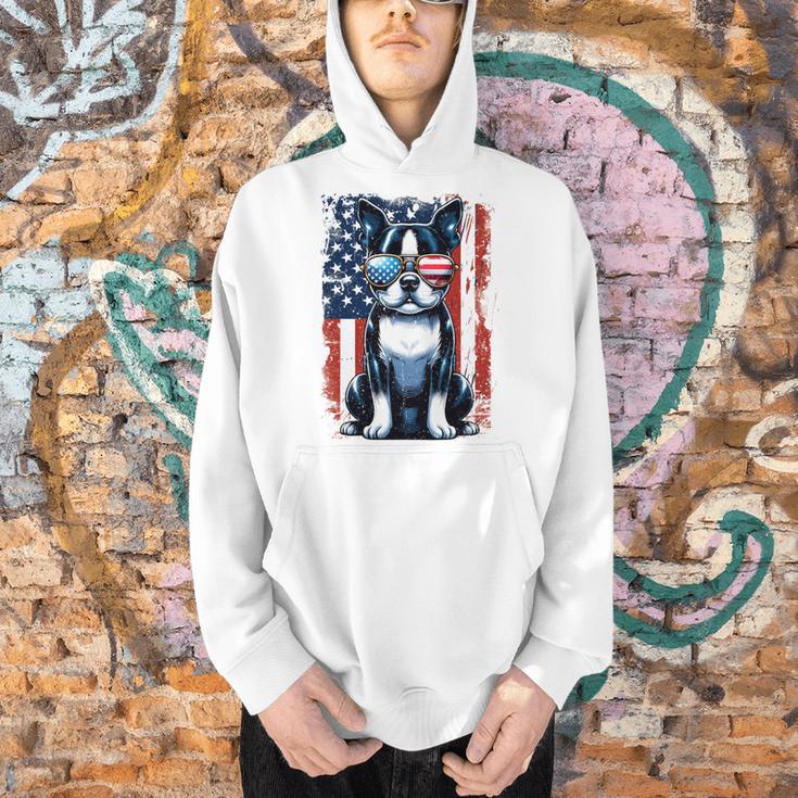 Vintage Boston Terrier Dog American US USA Flag Pets Dogs Men Hoodie, American Boston Terrier Hoodies, gift for family, gift for coworker
