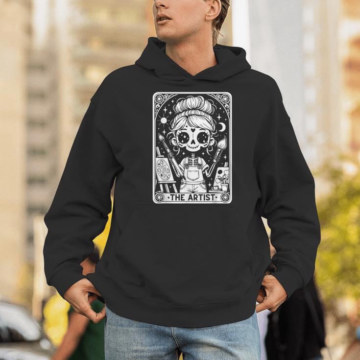 Artist Tarot Card Skeleton Painter Art Teacher Witchy Men Hoodie, funny gift