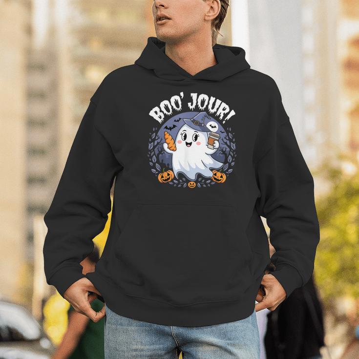 Boo Jour Ghost Halloween French Teacher Cute Coffe Croissant Men Hoodie, funny gift
