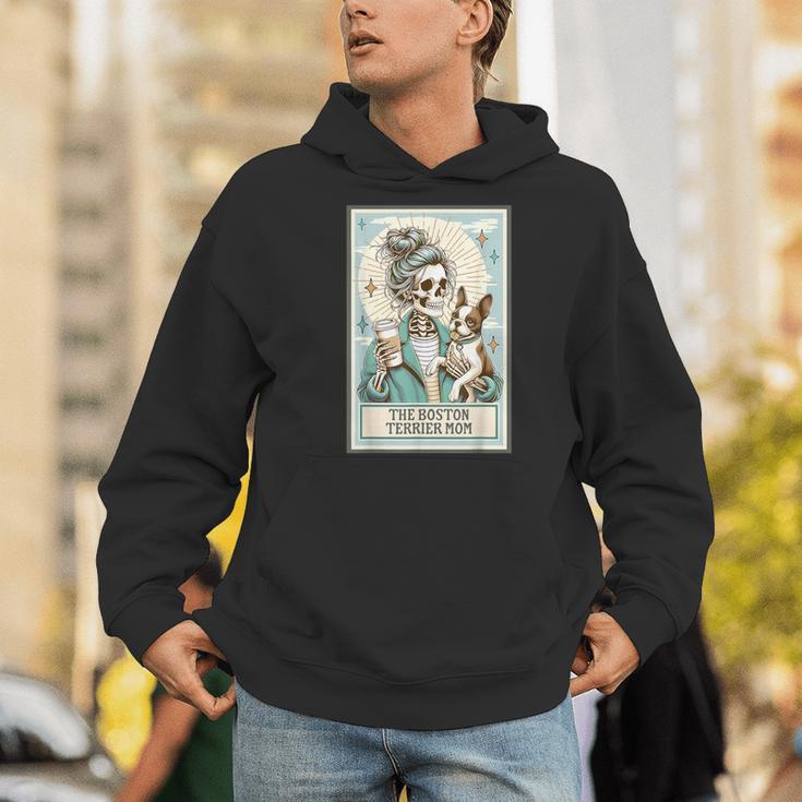 Boston Terrier Mom Skeleton Tarot Card Witch Vibes Dog Mom Men Hoodie, Boston Terrier Mom Hoodies, Boston Terrier Tarot Hoodies, funny gift