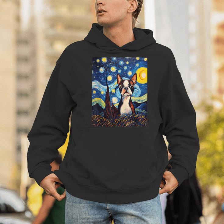 Boston Terrier Starry Night Van Gogh Art Men Hoodie, funny gift