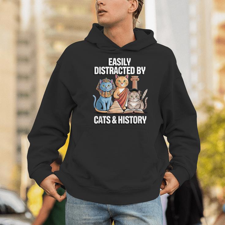 Easily Distracted By Cats & History Teacher Women Men Men Hoodie, History Teacher Hoodies, funny gift
