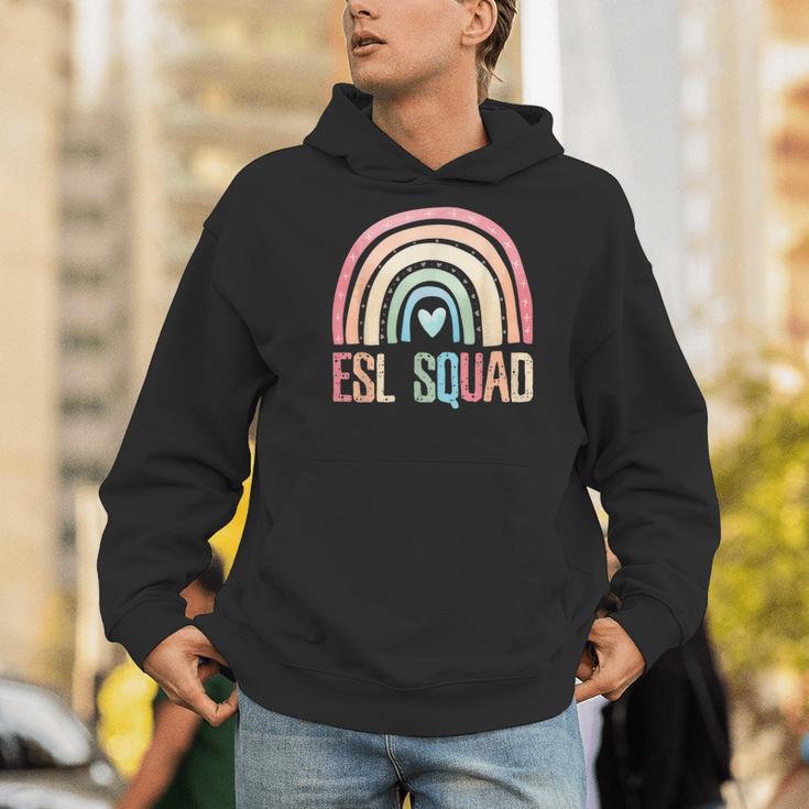 ESL Squad Teacher Crew Team Back To School English Rainbow Men Hoodie, Esl Teacher Hoodies, English Teacher Hoodies, funny gift