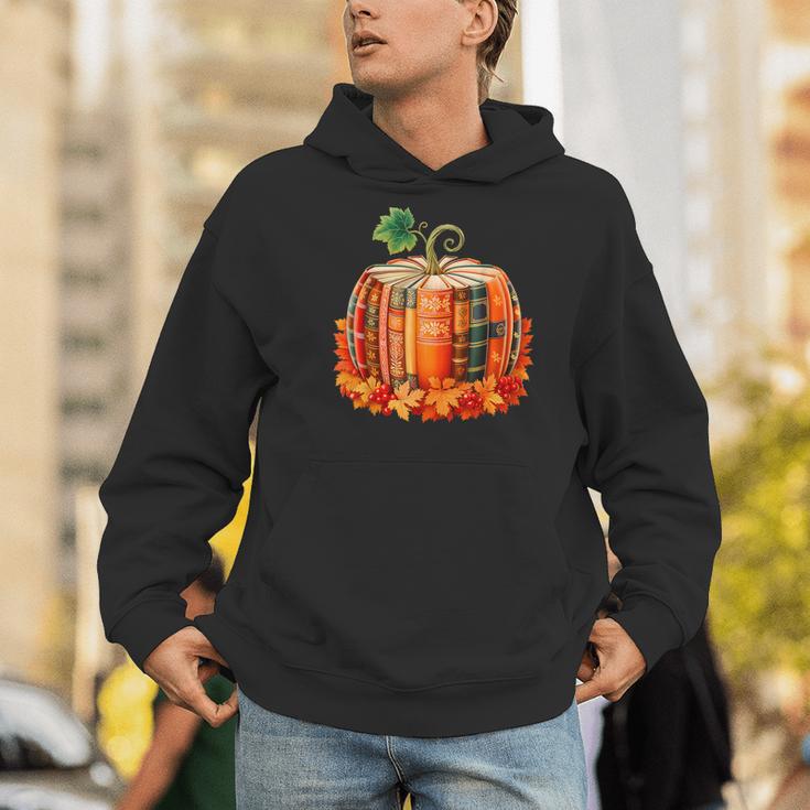 Fall Book Autumn Reading Teacher Halloween Pumpkin Season Men Hoodie, funny gift