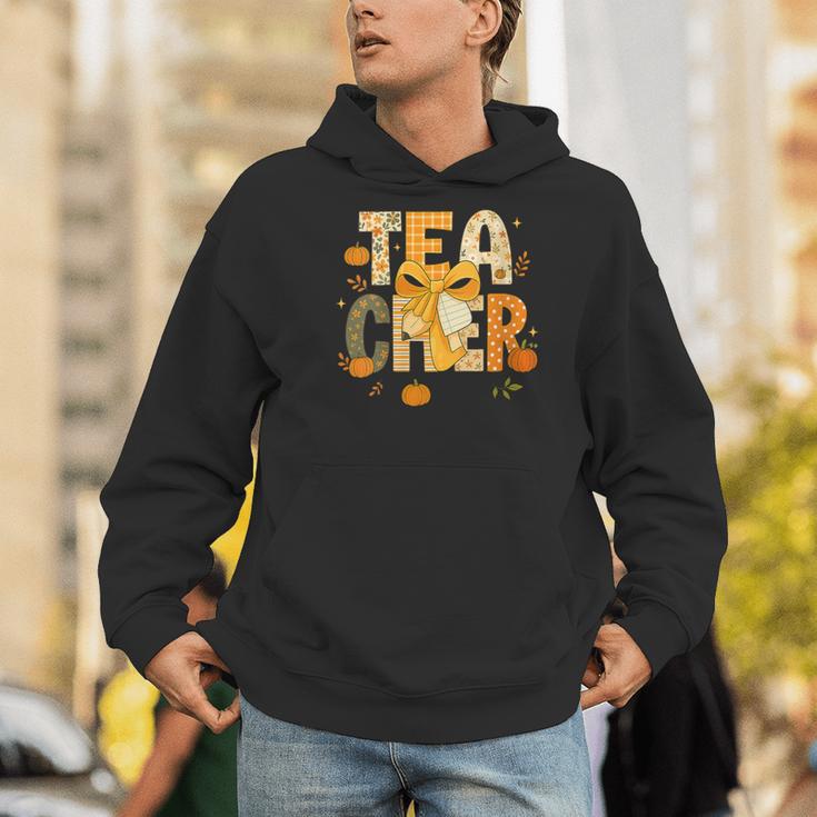 Fall Teacher Pumpkin Coquette Bow Autumn Classroom Men Hoodie, funny gift