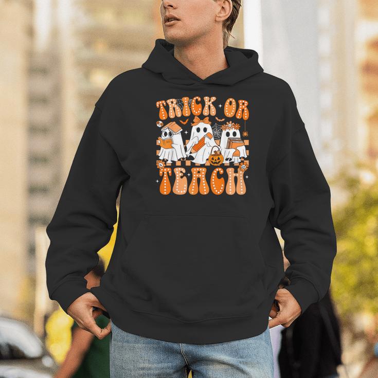 Groovy Teacher Halloween Trick Or Teach Ghost Men Women Kids Men Hoodie, Groovy Teacher Hoodies, funny gift